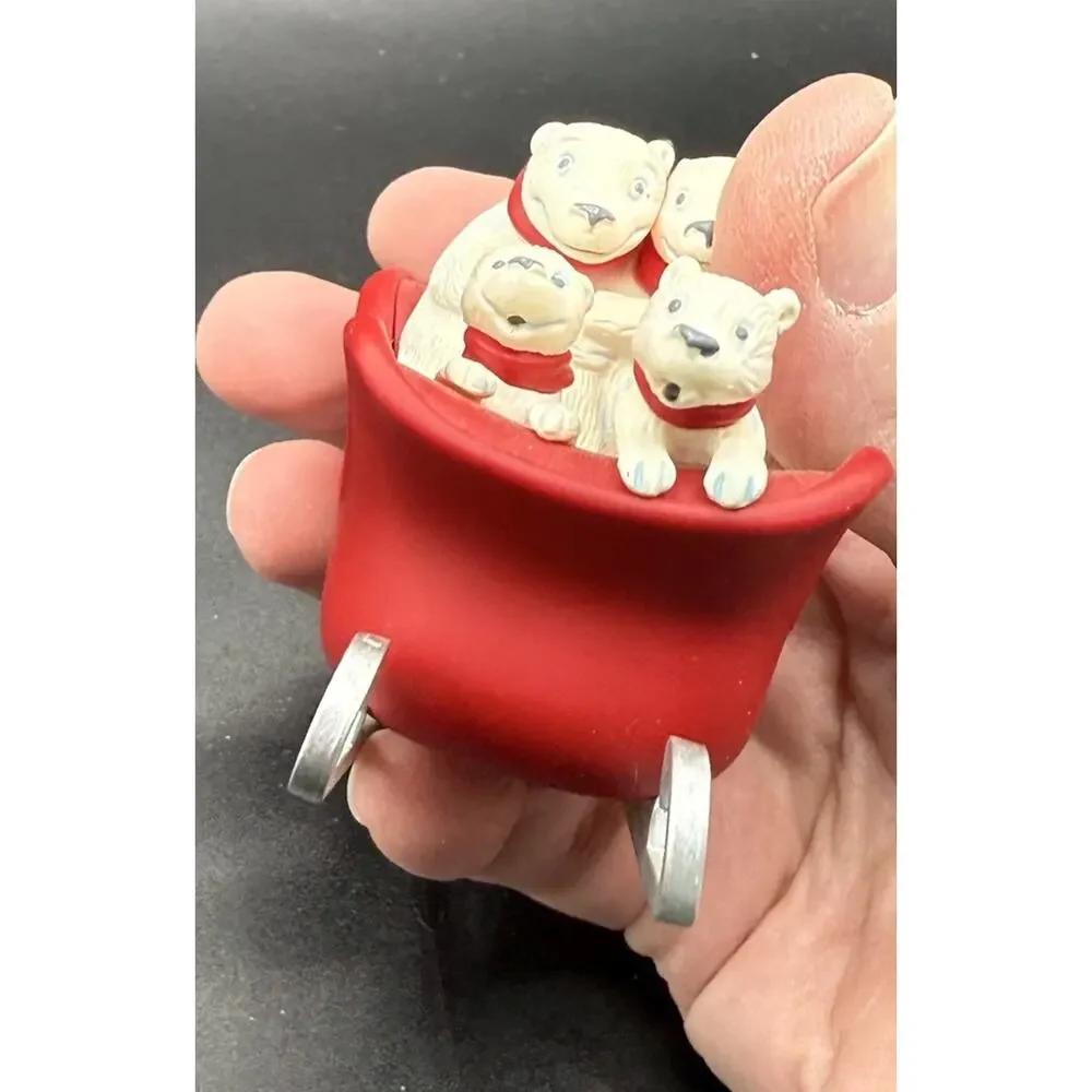 Hallmark Christmas Ornament Musical Sleigh Ride Polar Bears Works No Box Lo16